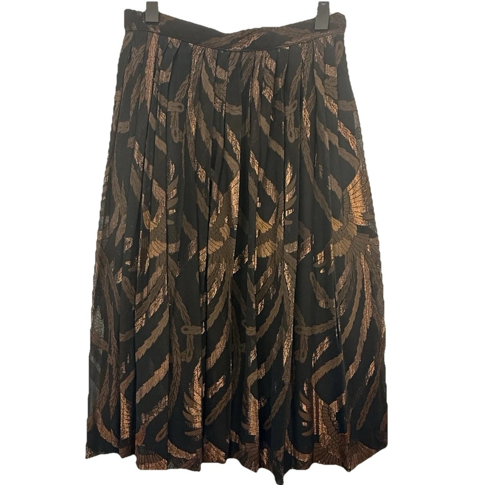 Evan Picone Vintage Skirt Metallic Copper Size 10 Fits Like Size 2 Pleated Midi